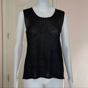 Chico’s Metallic Black Tank Top Silk Blend size 2